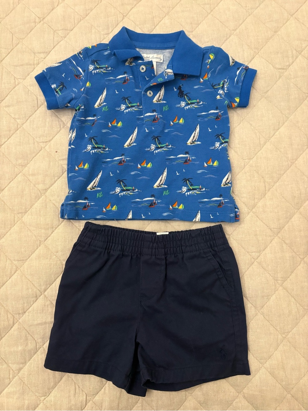 Ralph Lauren Bright Blue Sailboat Print Polo